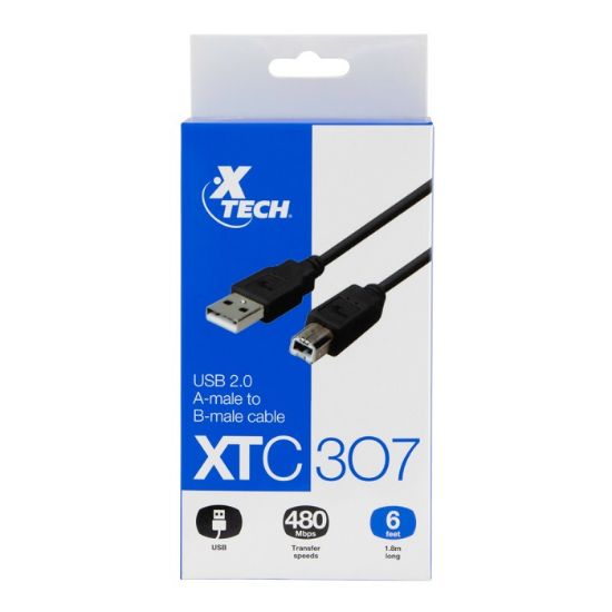 Imagen de CABLE USB 2.0 A-MACHO A B-MACHO XTECH XTC-307 DE 1.8M