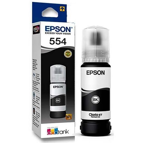 Imagen de BOTELLA DE TINTA EPSON 554 NEGRA PIGMENTADA ORIGINAL 70ML