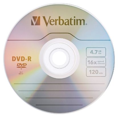 Imagen de DVD-R 4.7GB 16X VERBATIM, 100 UNIDADES FUNDA