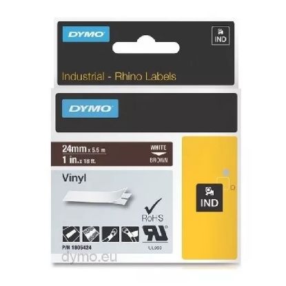 Imagen de CINTA INDUSTRIAL RHINO DYMO ORIGINAL 1805424 1" 24MM X 5.5M BLANCO - CAFE