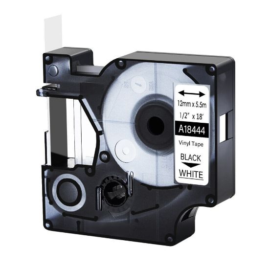 Imagen de CINTA GENERICA PARA DYMO RHINO VINYL 18444 12MM X 5.5M 1/2 NEGRO - BLANCA
