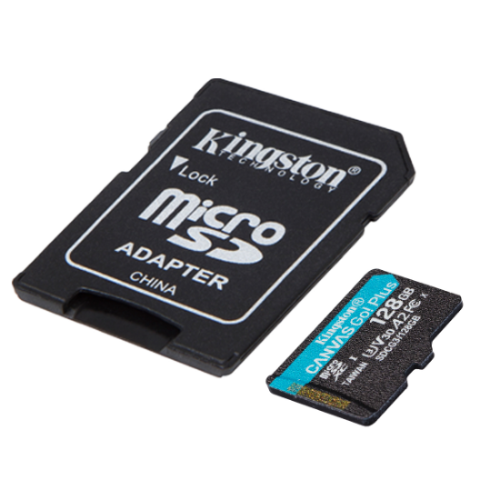 Imagen de TARJETA DE MEMORIA KINGSTON CANVAS GO PLUS MICRO SD 128GB CON ADAPTADOR SD