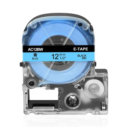 Imagen de CINTA ETIQUETA GENERICA AZUL 12MM 8M PARA EPSON LABELWORKS LW-400 LW-300 LW-700