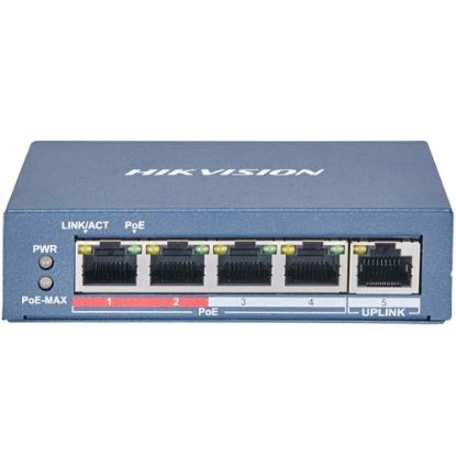 Imagen de SWITCH ETHERNET PARA ESCRITORIO DE 5 PUERTOS 10/100 4X RJ45 POE + 1X RJ45 HIKVISION DS-3E0105P-E/M