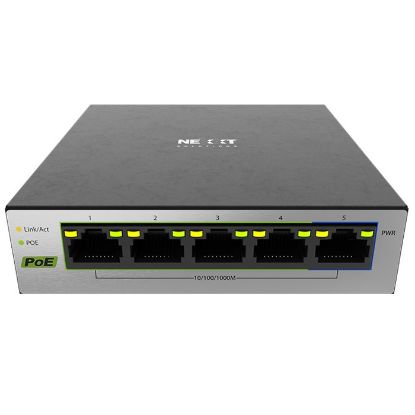 Imagen de SWITCH ETHERNET PROFESIONAL  PARA ESCRITORIO DE 5 PUERTOS GIGABIT POE NEXXT VERTEX501