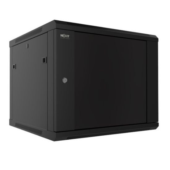 Imagen de GABINETE DE PARED FIJO Y SEMI-ENSAMBLADO 6U 19” 45CM FONDO PUERTA DE VIDRIO