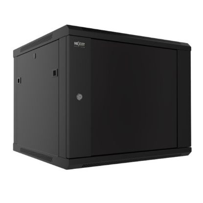 Imagen de GABINETE DE PARED FIJO Y SEMI-ENSAMBLADO 9U 19” 45CM FONDO PUERTA DE VIDRIO