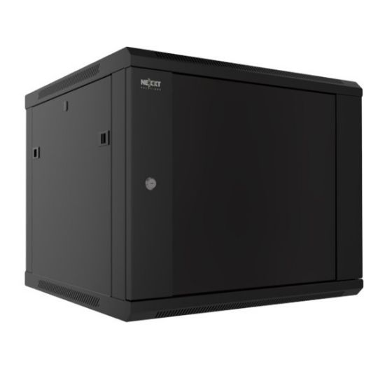 Imagen de GABINETE DE PARED FIJO Y SEMI-ENSAMBLADO 9U 19” 45CM FONDO PUERTA DE VIDRIO