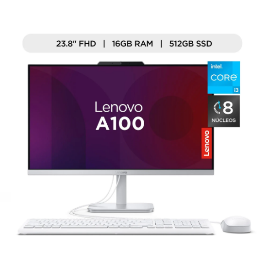 Imagen de ALL IN ONE LENOVO A100 23.8” INTEL CORE I3-N305 - 16GB RAM - 512GB SSD - TECLADO Y MOUSE - GRIS