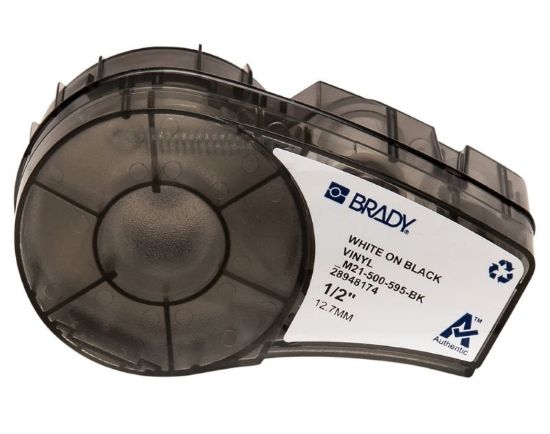 Imagen de CINTA ORIGINAL PARA BRADY VINYL M21-500-595-BK 1/2 12.7MM - 6.4M BLANCO - NEGRO