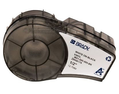 Imagen de CINTA ORIGINAL PARA BRADY VINYL M21-500-595-BK 1/2 12.7MM - 6.4M  NEGRO - LETRA BLANCA