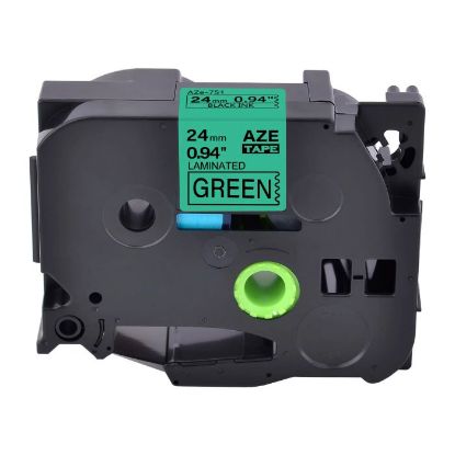 Imagen de CINTA GENERICA BROTHER TZE-751 24MM 8M LAMINADA NEGRO/VERDE