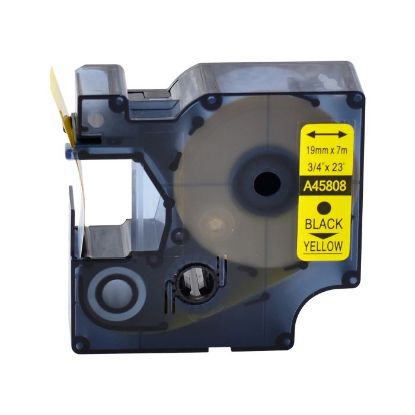 Imagen de CINTA GENERICA PARA DYMO D1 45808 3/4 19MM X 7M NEGRO - AMARILLA