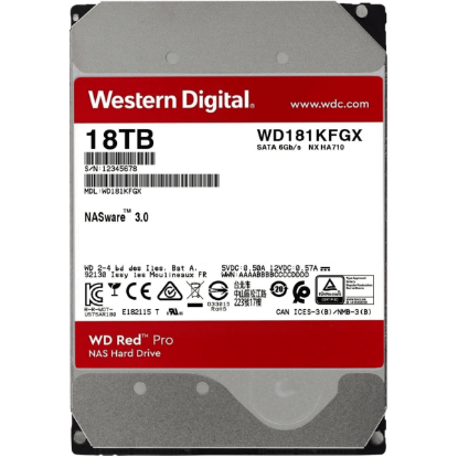 Imagen de DISCO DURO INTERNO WESTERN DIGITAL RED PRO NAS 18TB - 7200RPM - 3.5" - SATA - 272MB - 512MB