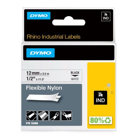 Imagen de CINTA RHINO INDUSTRIAL NYLON 12MM X 3.5M DYMO COLOR BLANCO / LETRA NEGRA