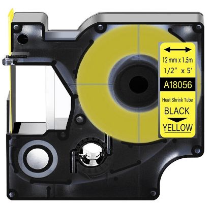 Imagen de CINTA GENERICA TERMOENCOGIBLE PARA DYMO RHINO 4200/5200/6000 18056 12MM X 1.5M AMARILLO - NEGRO