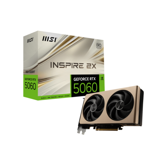 Imagen de TARJETA DE VIDEO MSI GEFORCE RTX 5060 INSPIRE 2X OC 8GB VRAM GDDR7 - HDMI - DISPLAY PORT - PCIE 5.0
