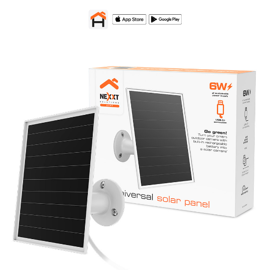 Imagen de PANEL SOLAR NEXXT 6W PARA CAMARAS INTELIGENTES ALIMENTADAS POR BATERIAS