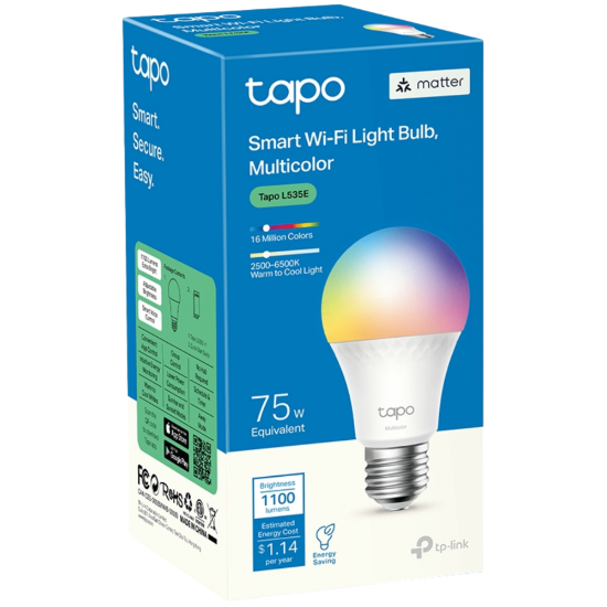 Imagen de BOMBILLA INTELIGENTE TP-LINK TAPO SMART WIFI - MULTICOLOR - 1055 - CONTROL POR VOZ