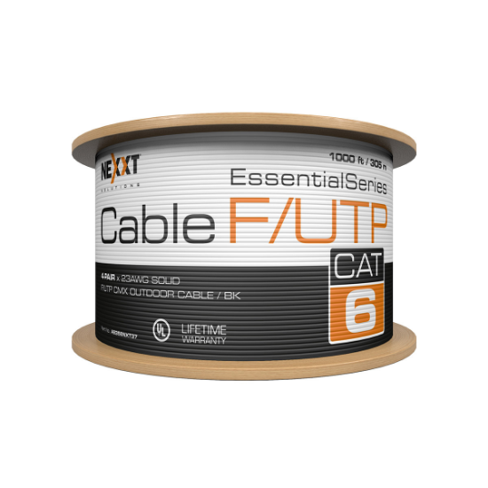 Imagen de ROLLO DE CABLE NEXXT CAT6 UTP - 23AWG - EXTERIOR 305M NEGRO