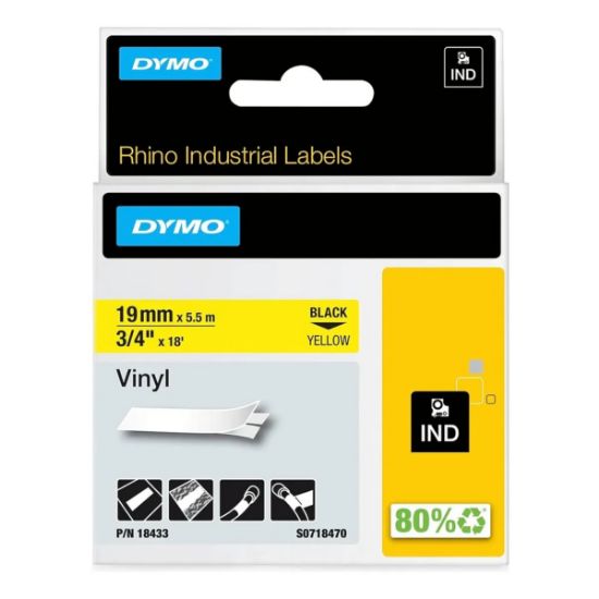 Imagen de CINTA ORIGINAL DYMO VINYL 19MM 3/4 RHINO AMARILLO 18433